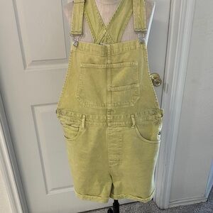 Free People Light Lime Green Denim Overalls